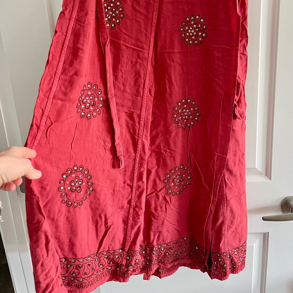 Vintage Boho -Indian  Beaded Indian Tie Top/ Wrap Skirt Set